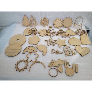 New Lot Wood Die Cut Laser Embellishment Crafts Homeschool Scrapbook 41 pcs